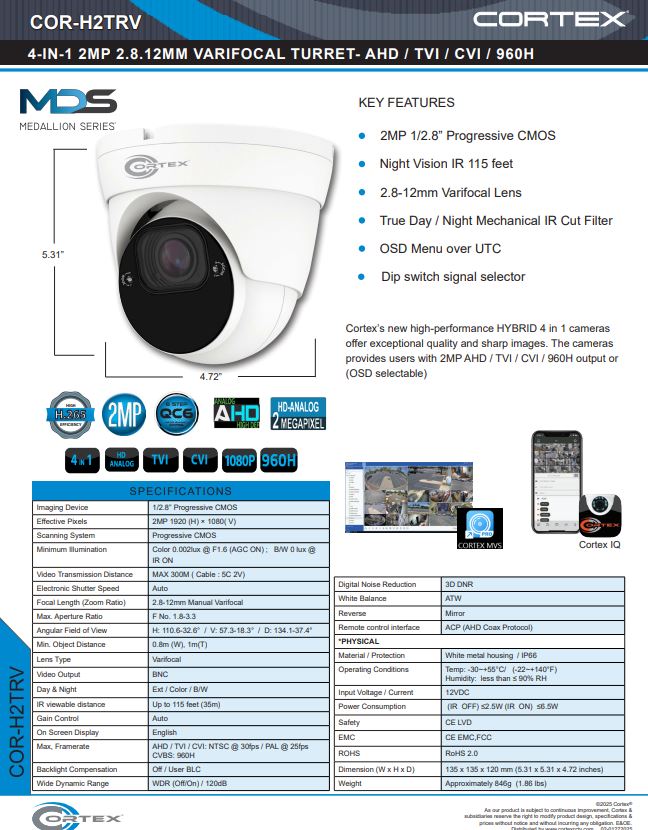 Medallion network camera,2MP Medallion network camera with 1920(H)×1080(V) resolution, this Medallion AHD Turret Security Camera has with 2.8-12mm (Motorized Zoom)